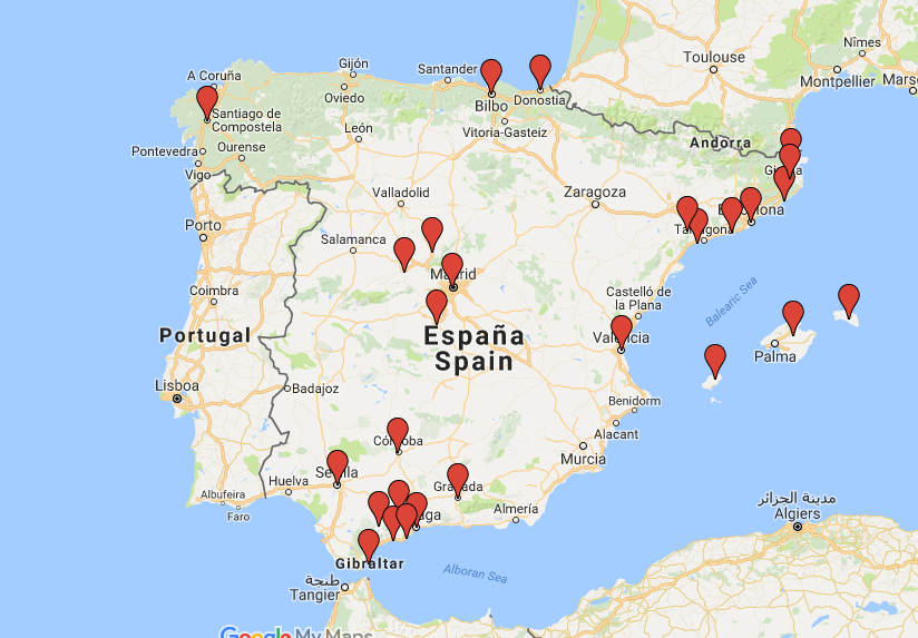 Espanjan kartta – Espanjan-matkailu – Kerran elämässä