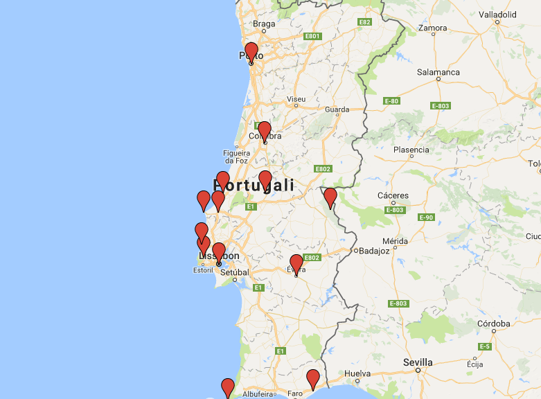 portugali kartta Portugalin kartta – katso Portugalin parhaat kohteet kartalla 