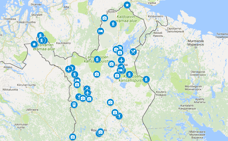 nähtävyydet suomi kartta Lapin Kartta Kotimaanmatkailu Kerran Elamassa nähtävyydet suomi kartta