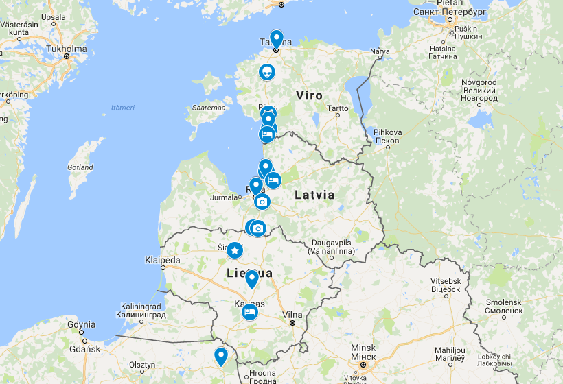 Via Baltican kartta - Kerran elämässä