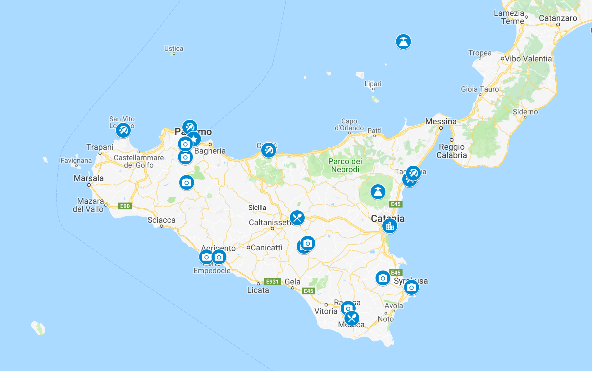 Sisilian-kartta – täältä löydät Sisilian parhaat kohteet - Kerran elämässä