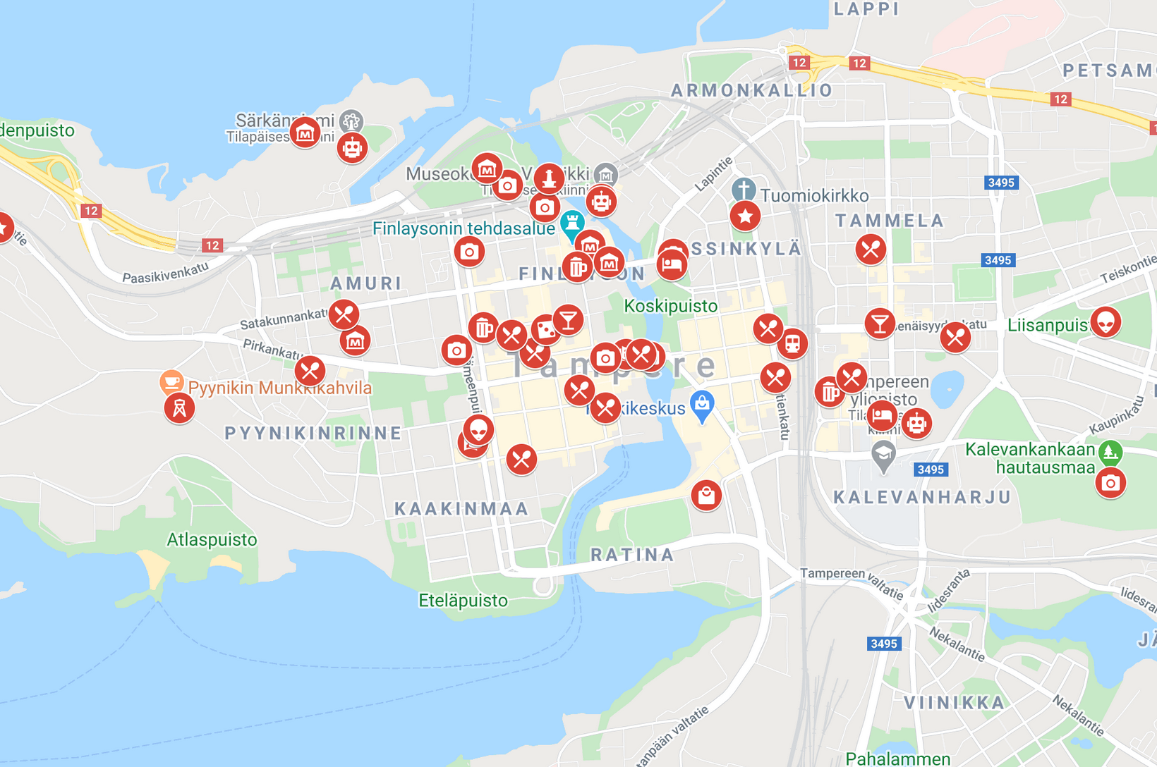 tampere karttalla Tampereen Kartta Taalta Loydat Tampereen Parhaat Paikat Kerran Elamassa tampere karttalla